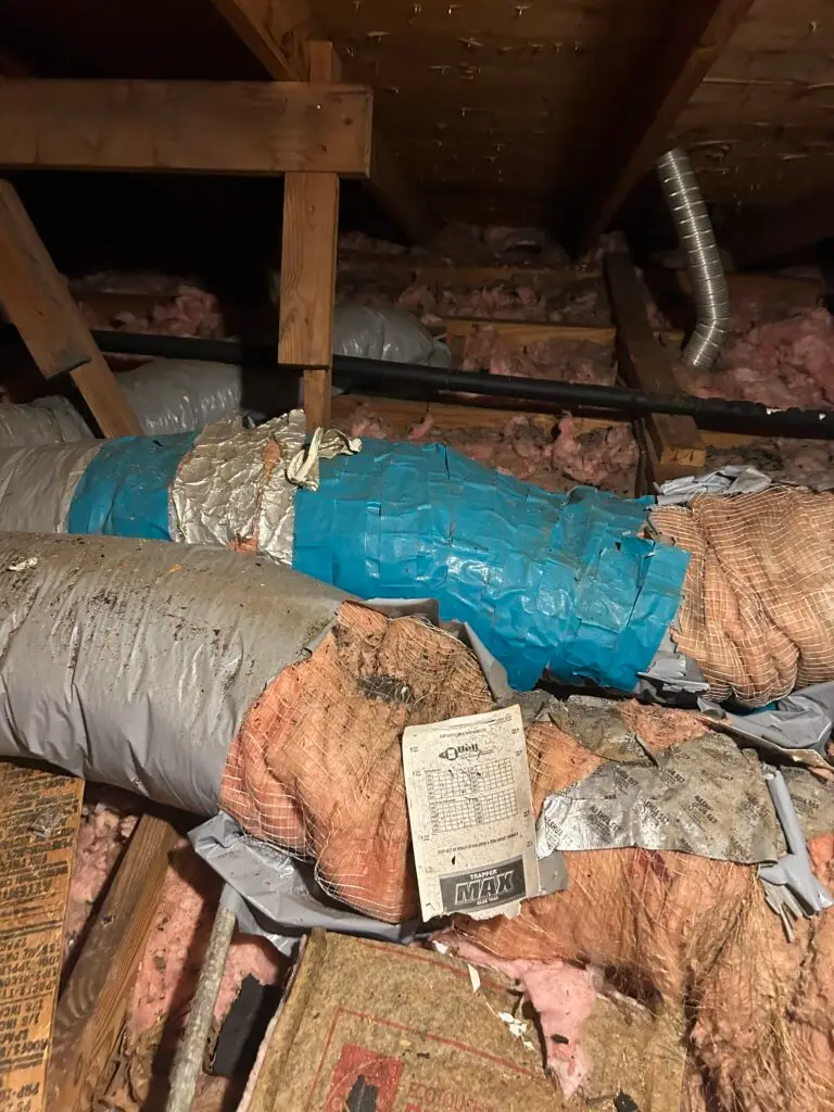 leaking ductwork foud durring an HVAC system diagnostic