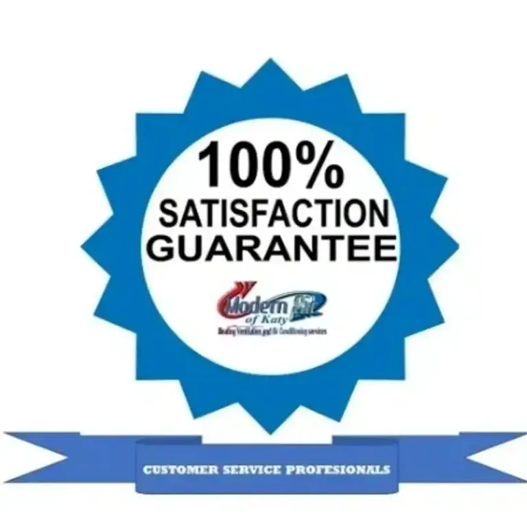 100% Satisfaction Guarantee on heating and cooling services logo