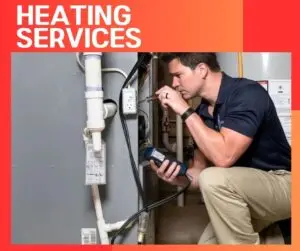 Technician performing a heating service