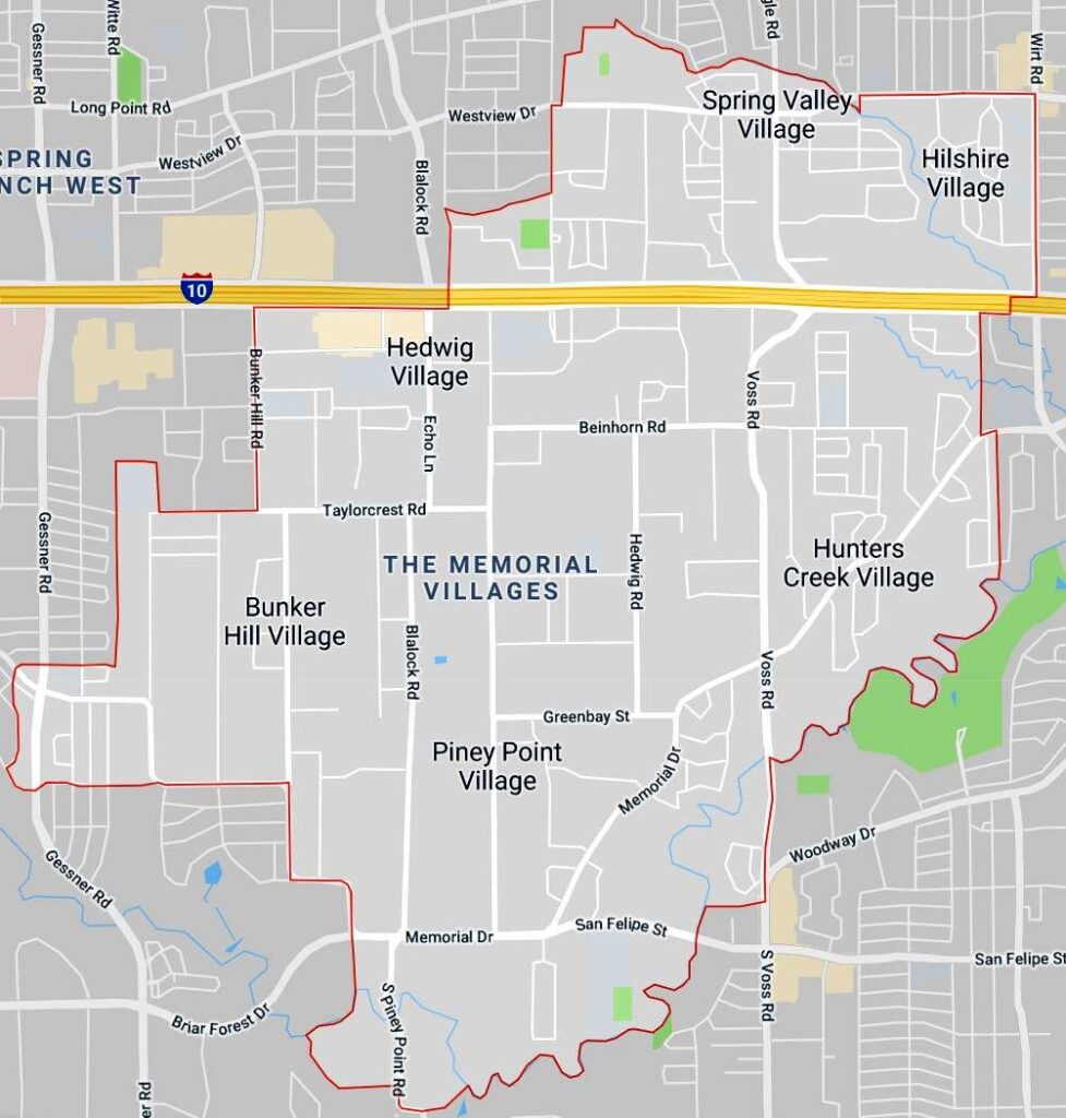 Memorial villages map